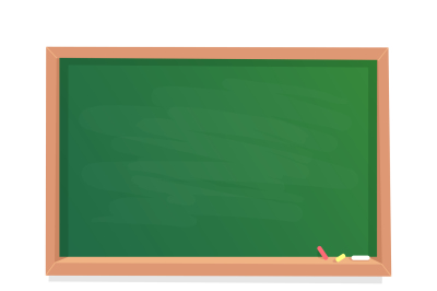 Empty school chalkboard. Black and green chalk blackboard in wooden fr