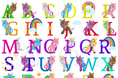 ppercase Unicorn Alphabet Clipart & Vectors