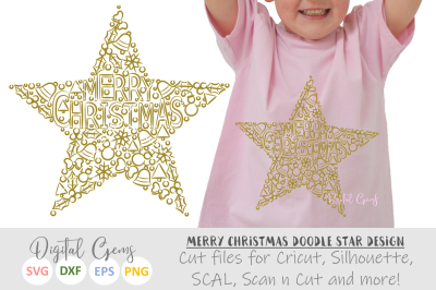 Merry Christmas Doodle Star SVG / DXF / EPS / PNG Files