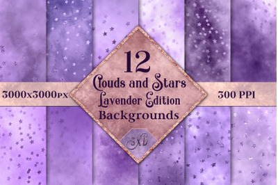 Clouds and Stars Lavender Edition Backgrounds - 12 Images