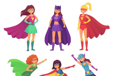 Superheroes women characters. Wonder female hero character in superher