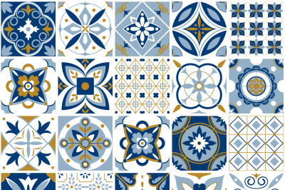 Moroccan pattern. Decor tile texture with blue ornament. Traditional a