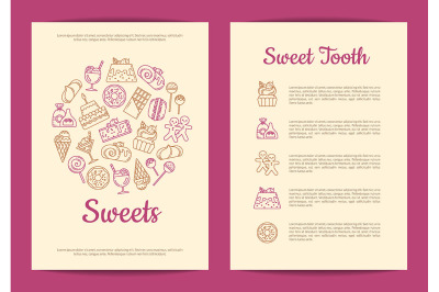 Vector card or flyer template for pastry or confectionary shop 