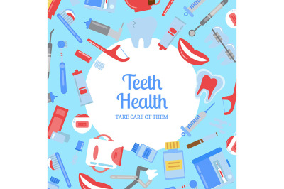 Vector flat style teeth hygiene background illustration