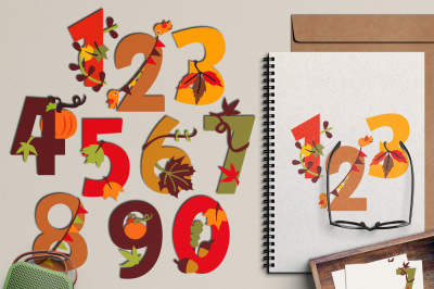 Autumn Numbers Clip Art, Fall Graphics