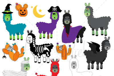 Halloween Llama Clipart and Vectors