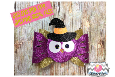 Halloween Owl Witch Hat Hair Bow Template. Svg. Dxf. Pdf. Eps. Jpg. Pn