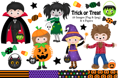 Halloween clipart, Halloween graphics &amp; illustrations, Trick or Treat