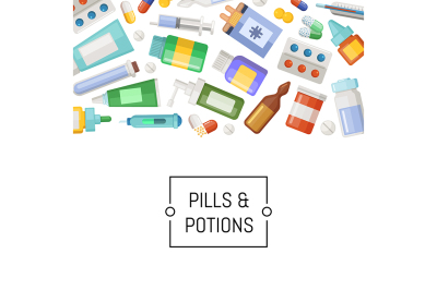 Vector medicines&2C; pills and potions background