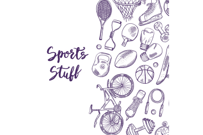 Vector hand drawn sports equipment