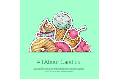 Vector hand drawn sweets illustration