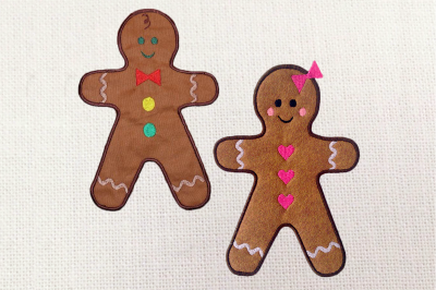 Gingerbread Boy and Girl Set | Applique Embroidery