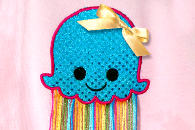 Cute Jellyfish with Ribbons | Applique Embroidery