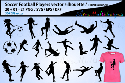 Soccer football, soccer silhouette, soccer players vector, EPS / SVG