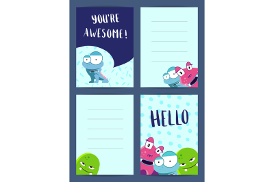 Vector vertical note cards set 