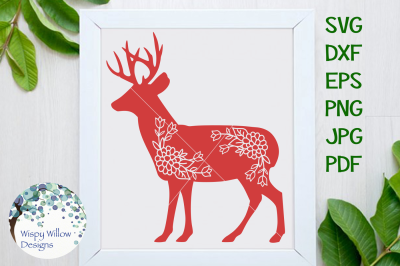 Floral Deer SVG DXF PNG JPG EPS PDF