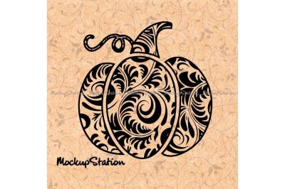 Pumpkin Floral Mandala svg png vector clip art cut file