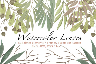Watercolor Leaves SET