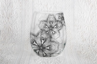 Stemless wine glass mockup no stem neutral mock up psd stock photo