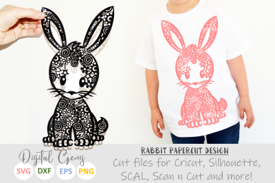 Rabbit paper cut SVG &2F; DXF &2F; EPS Files