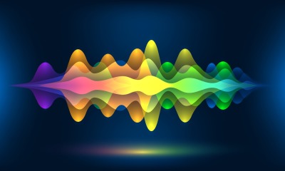 Colorful voice waves or motion sound frequency. Abstract soundtrack en