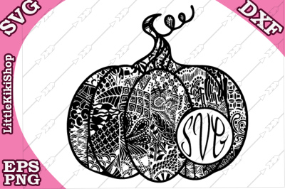 Pumpkin Monogram Svg, MANDALA PUMPKIN SVG,Thanksgiving Svg,Cricut Svg