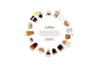 Vector circle of coffee cups illustration
