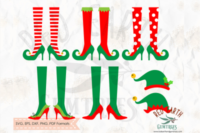 Christmas Elf shoes and Elf hats bundle SVG, PNG,EPS, DXF, PDF formats