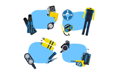 Vector underwater diving stickers