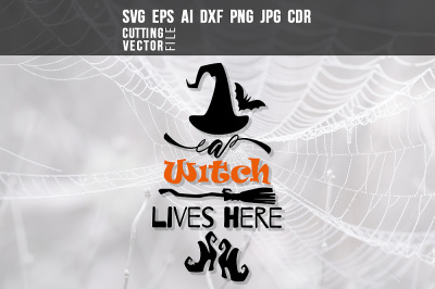 A Witch Lives Here - svg, eps, ai, cdr, dxf, png, jpg