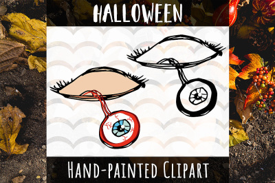  Spooky Halloween Eye Hand Painted Clip art