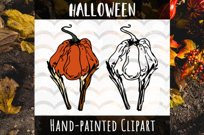 Scary Pumpkin with Hands Halloween Clipart