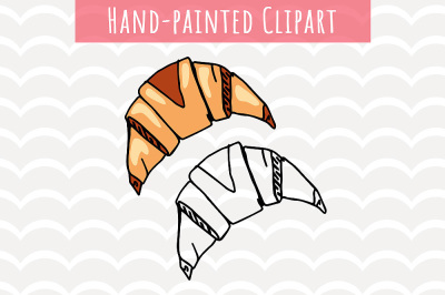 Croissant Hand painted Pastry clip art