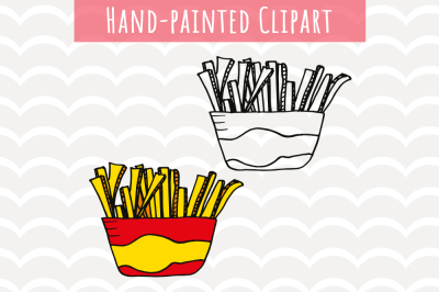 French Fries Hand Drawn Fast Food Clip Art
