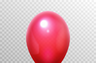 Realistic 3D red balloon. Flying helium air balloons for party design.