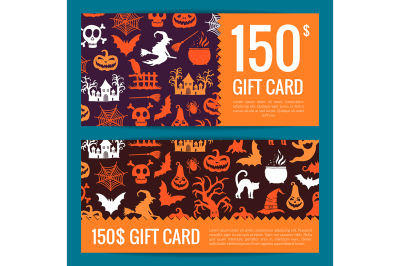 Vector halloween gift card or voucher templates