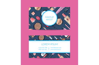 Vector business card template for beauty brand or makeup artist 