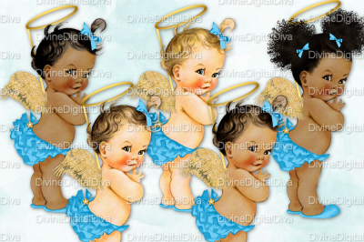 Ruffle Pants Vintage Baby Girl Set Caribbean Blue & Gold Angel