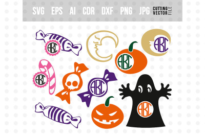 Halloween monogram SVG Bundle - svg, eps, ai, dxf, png, jpg