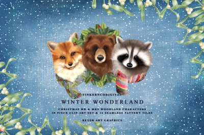 Christmas Woodland Clipart & Patterns