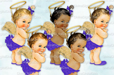 Ruffle Pants Vintage Baby Girl Set Purple & Gold Angel