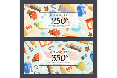 Vector cooking groceries discount or gift card