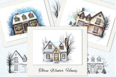 Three winter houses