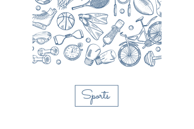 Vector hand drawn sports equipment illustration
