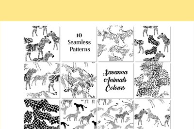 Set Seamless pattern with animals