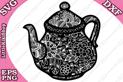 Zentangle Teapot Svg,MANDALA TEAPOT SVG, Zentangle Teapot Svg