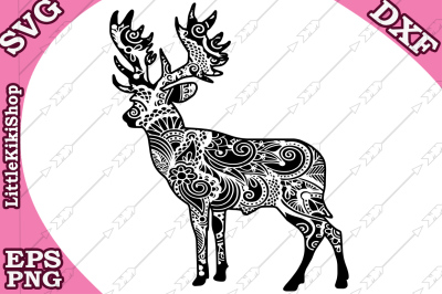 Zentangle Deer Svg, MANDALA DEER SVG, Zentangle animal Svg