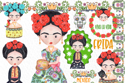 Frida Kahlo clipart Mexican clipart