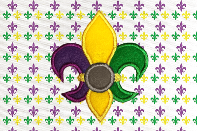 Fleur de Lis with Round Monogram Area | Applique Embroidery