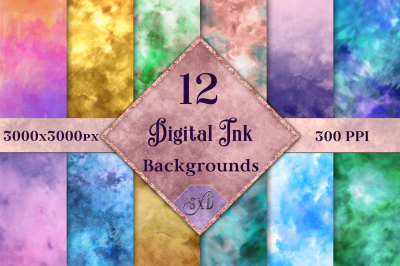 Digital Ink Backgrounds - 12 Image Set
